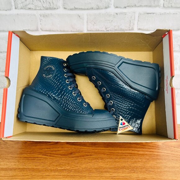 ⭐Chuck 70 De Luxe Wedge Platform Leather Sneakers 6.5 Womens Shoes Blue A10037C⭐ - Picture 10 of 11